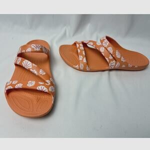Crocs Kadee II Seashell Sandals Womens 10 Papaya Coral Seashell Slides
